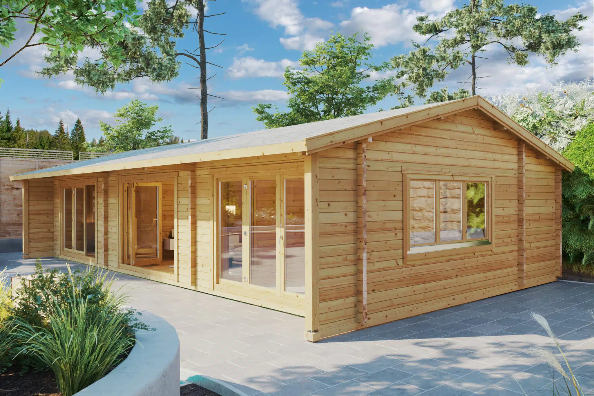 Log Cabin with Two Bedrooms Holiday S2 / 70 mm / 12 x 6 m / 70m2