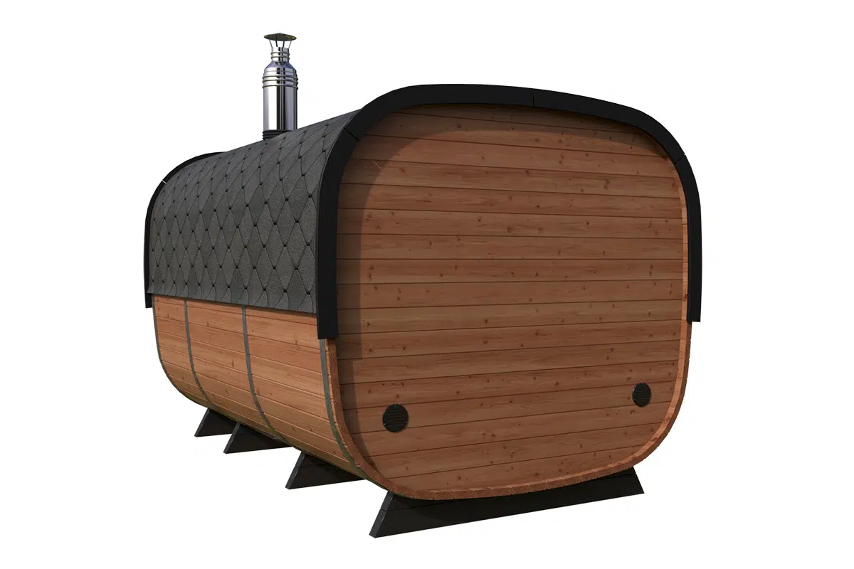 Square shaped modern barrel sauna