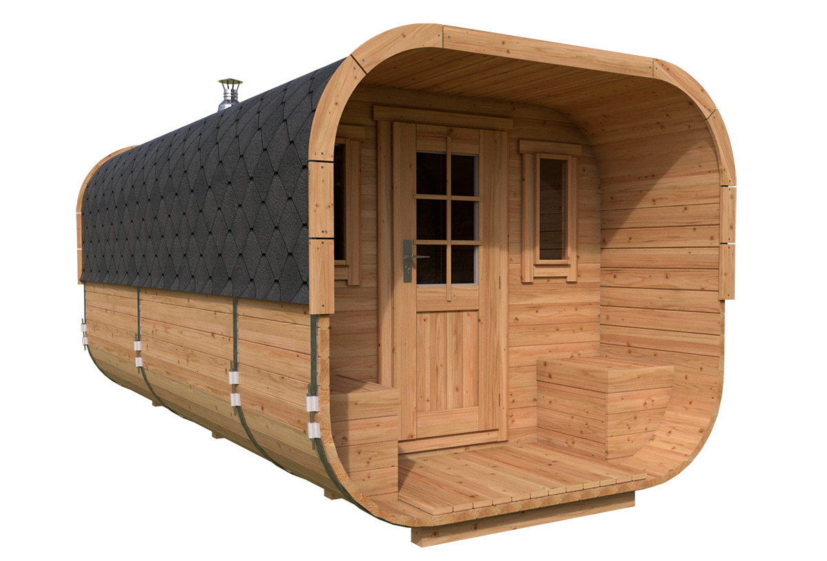 Large Contemporary Barrel Sauna Deluxe - TG012
