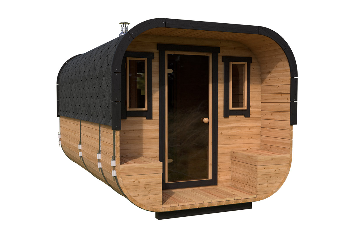 Large Contemporary Barrel Sauna Deluxe - TG012