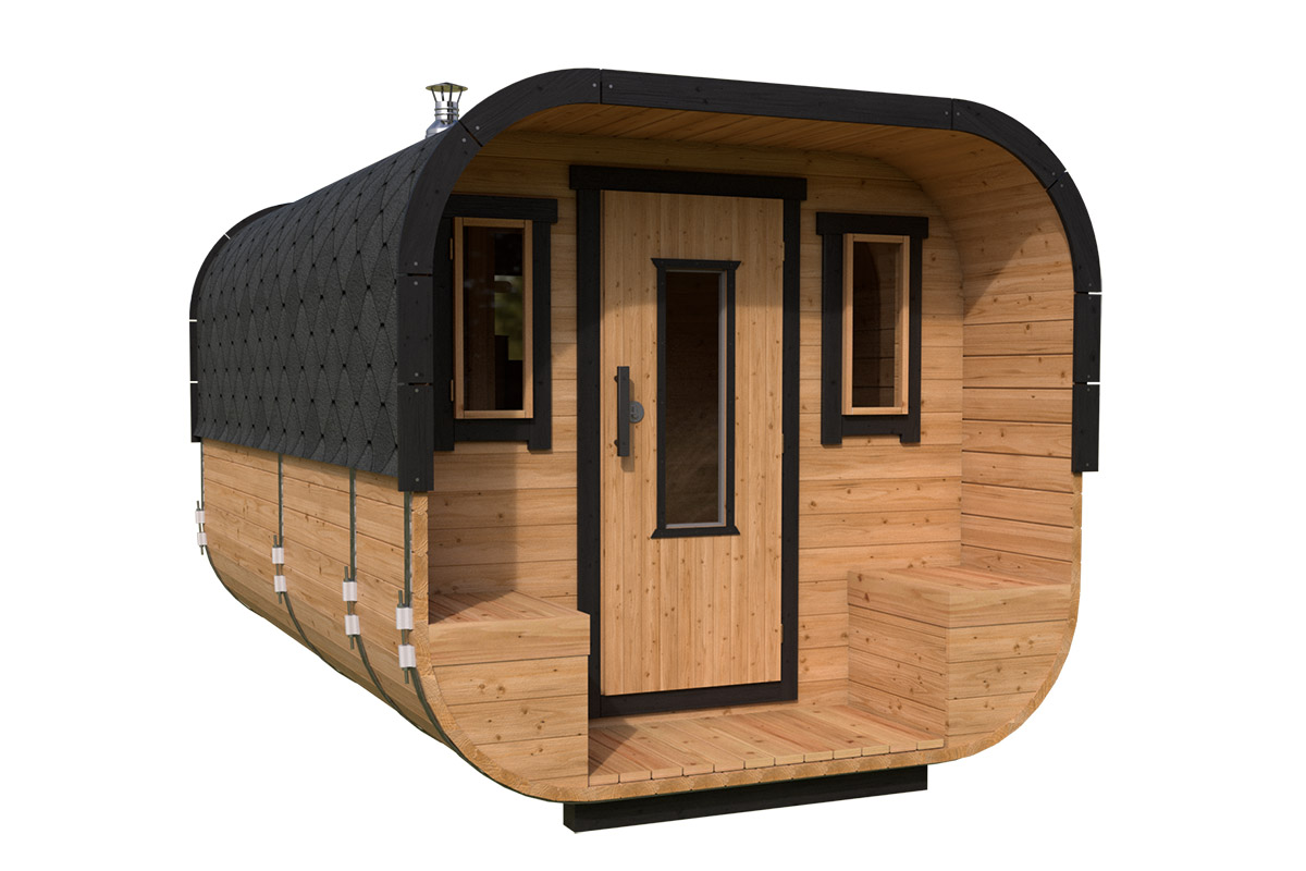 Large Contemporary Barrel Sauna Deluxe - TG012