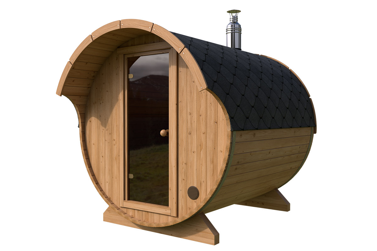 Small Barrel Sauna with Canopy | TG014
