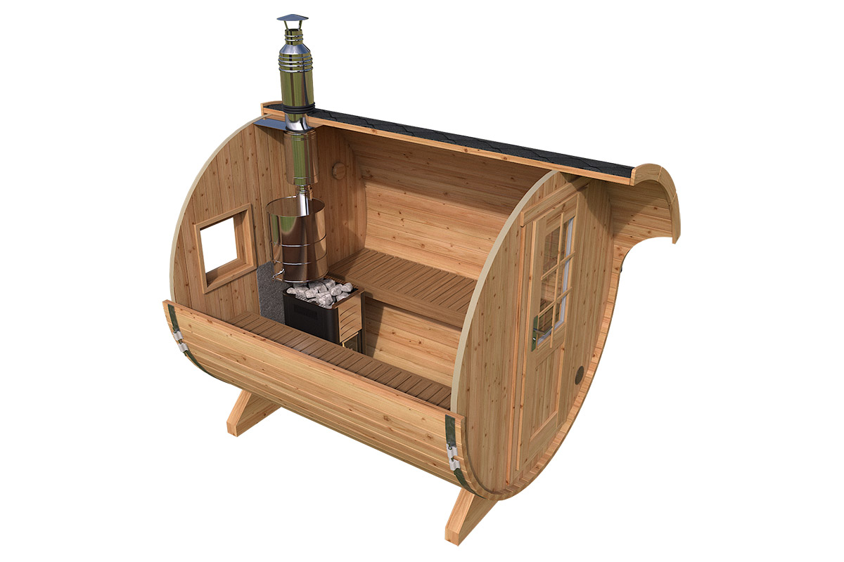 Small Barrel Sauna with Canopy | TG014