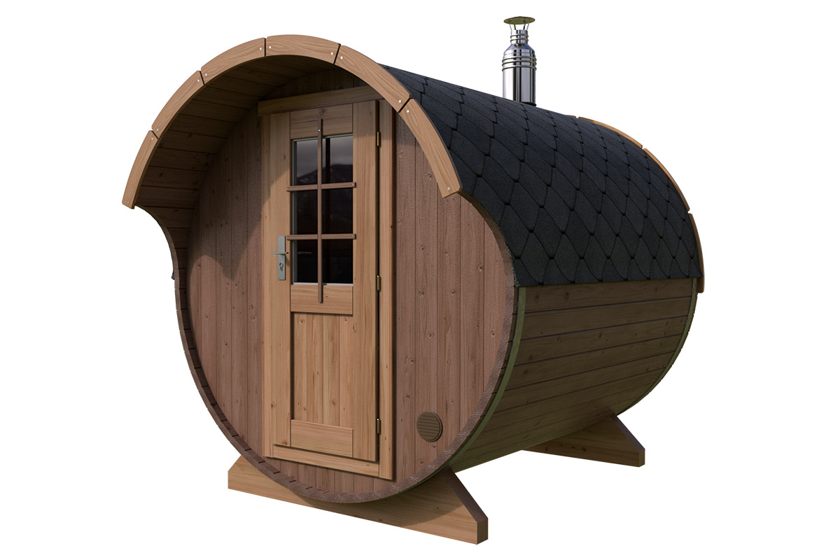 Small Barrel Sauna with Canopy Thermo | TG014