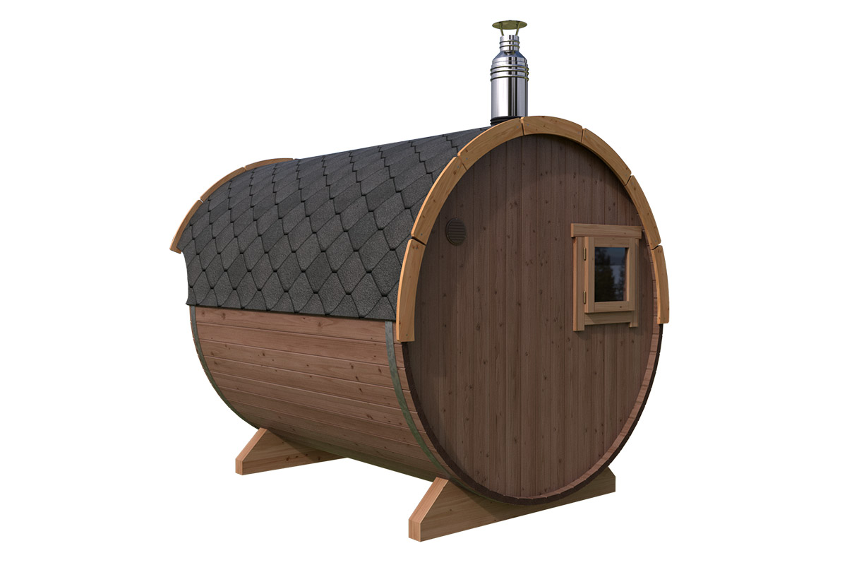 Small Barrel Sauna with Canopy Thermo | TG014