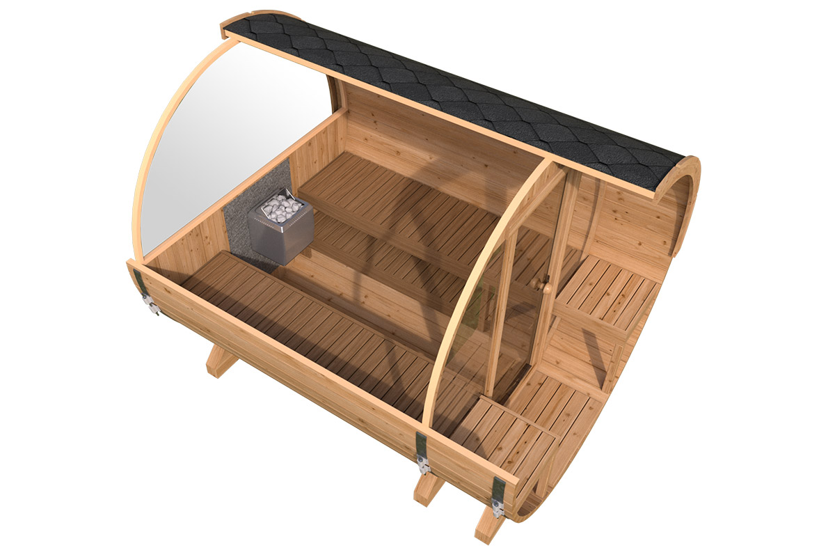 Small Barrel Sauna with Terrace inside | TG015
