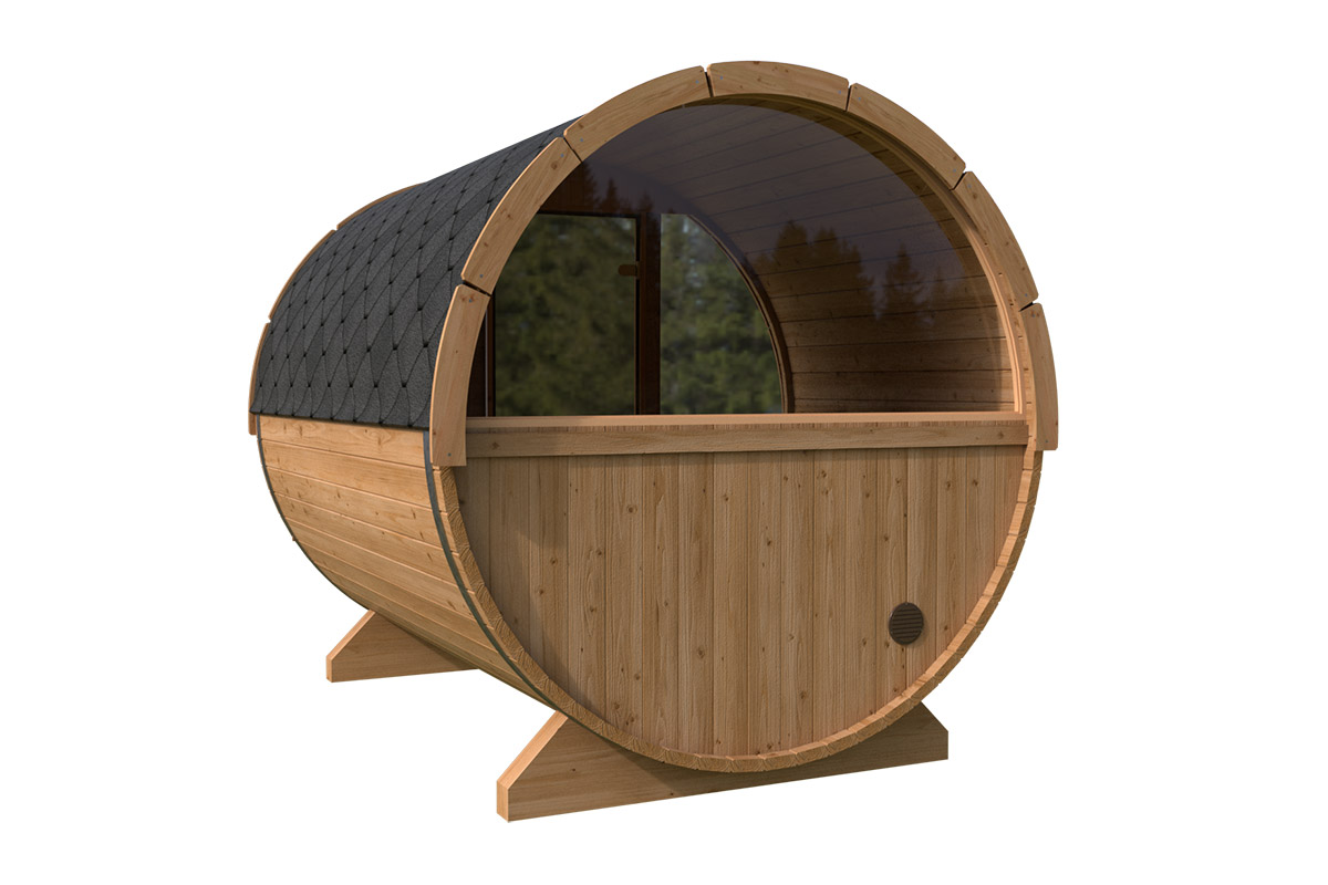 Small Barrel Sauna with Terrace half moon | TG015