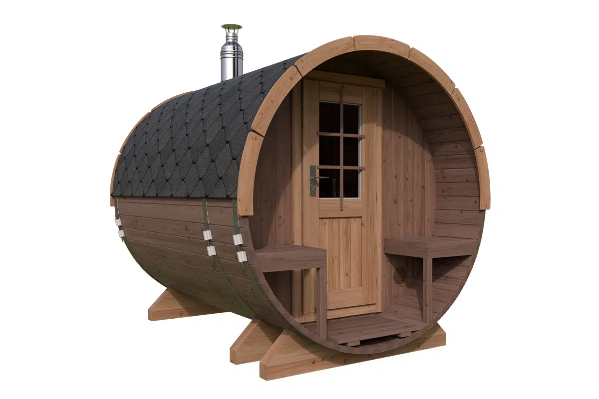 Small Barrel Sauna with Terrace thermo | TG015