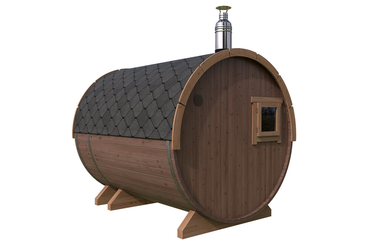 Small Barrel Sauna with Terrace Thermo | TG015