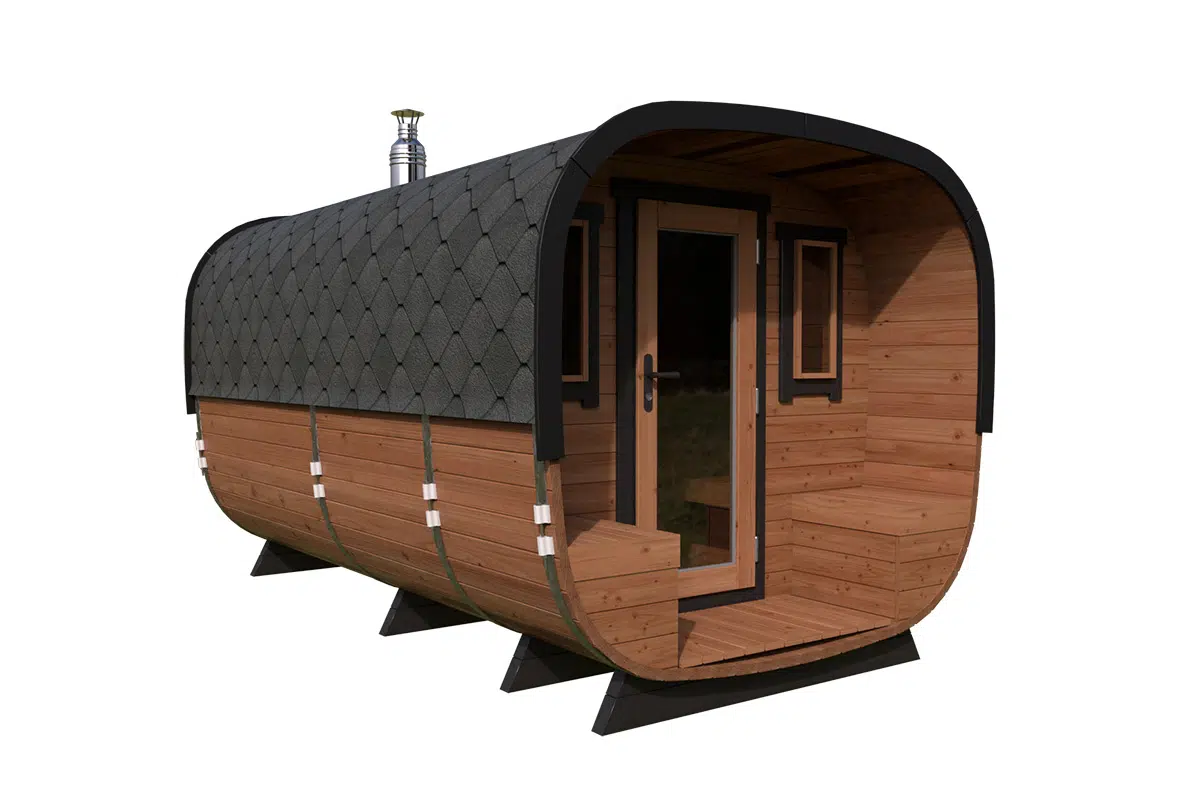 Large contemporary barrel sauna