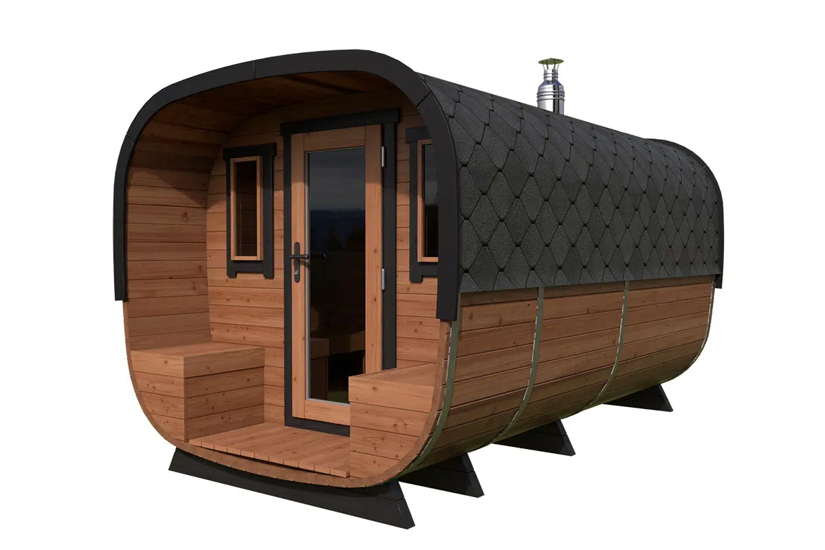 Large contemporary barrel sauna
