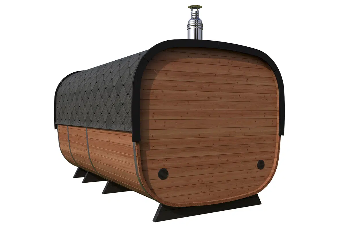 Large contemporary barrel sauna