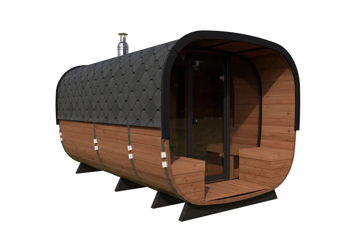 Large contemporary barrel sauna