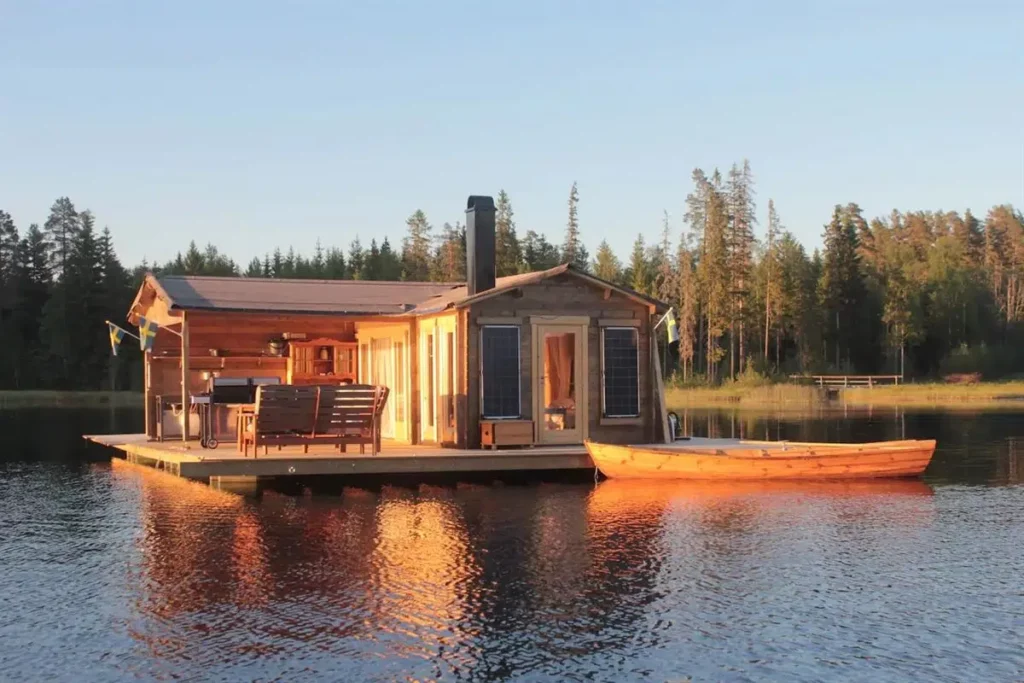 a summer house cabin built on water for a customer in UK by summerhouse24