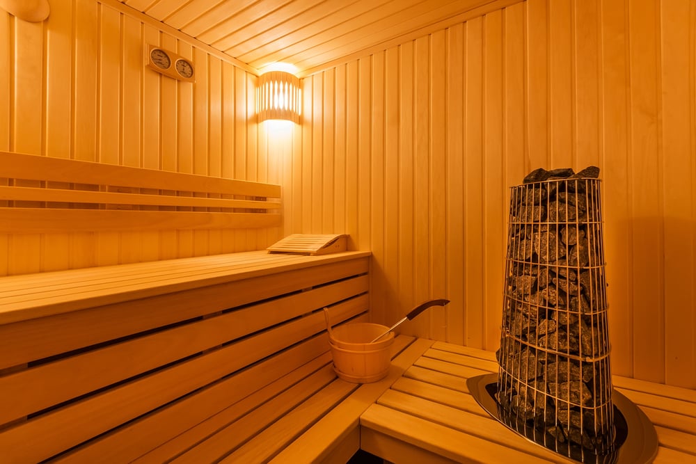 a elctric sauna heater in a finnish style sauna