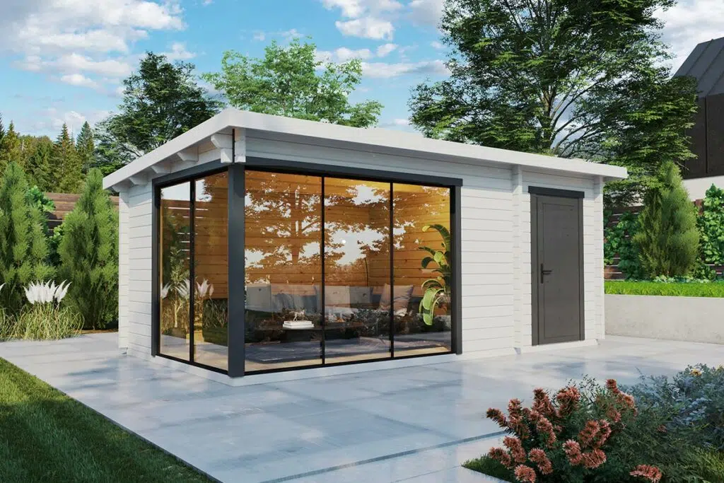 Modern summer house with side shed 