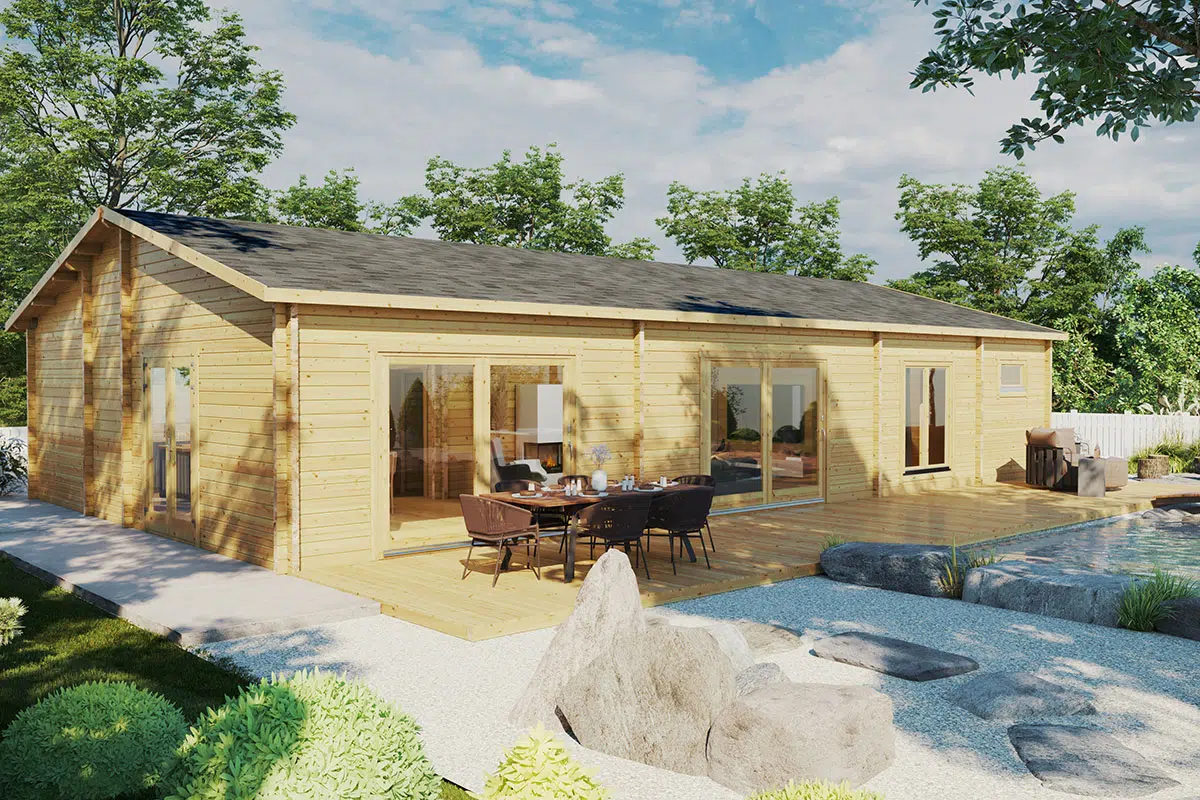 Large Log Cabin in garden