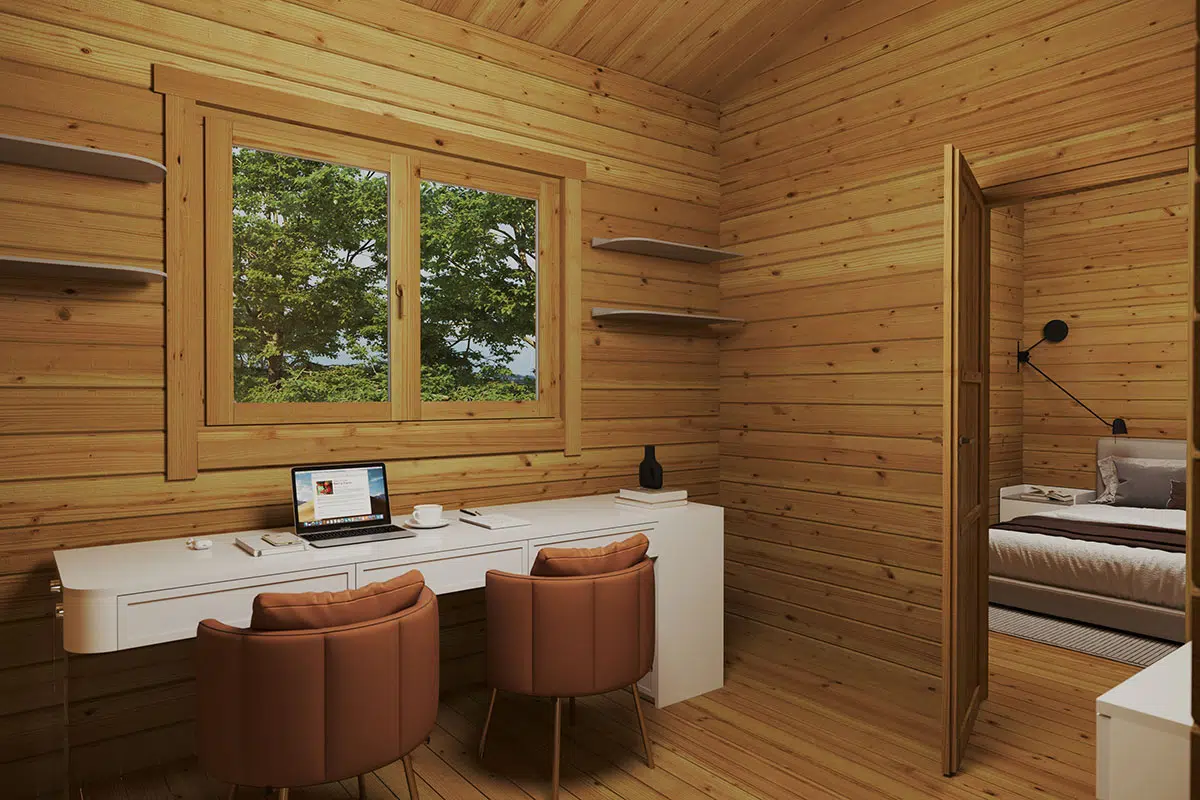 Large Log Cabin Madrid windows