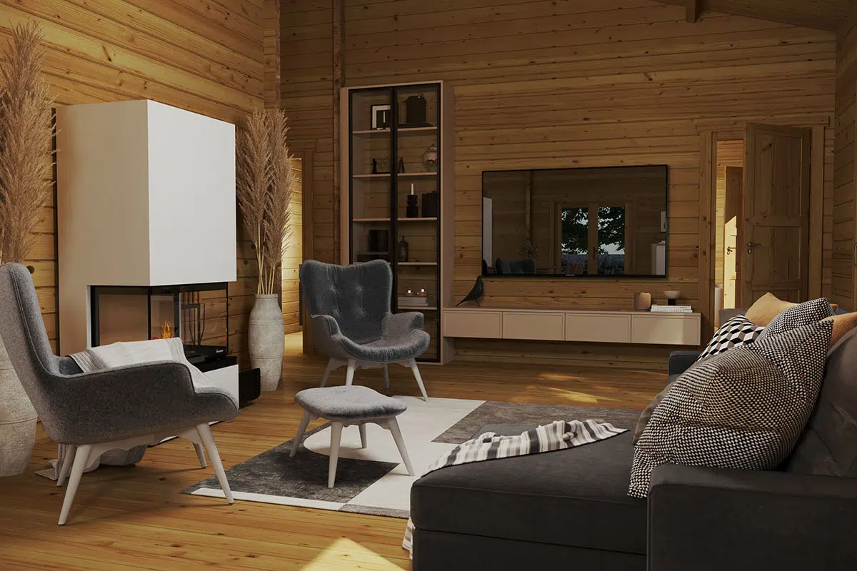 Large Log Cabin Madrid interior look