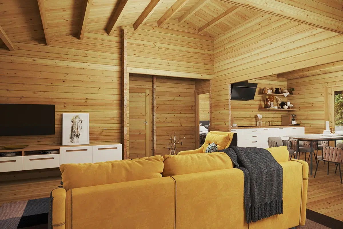 Two bedroom log cabin - living room