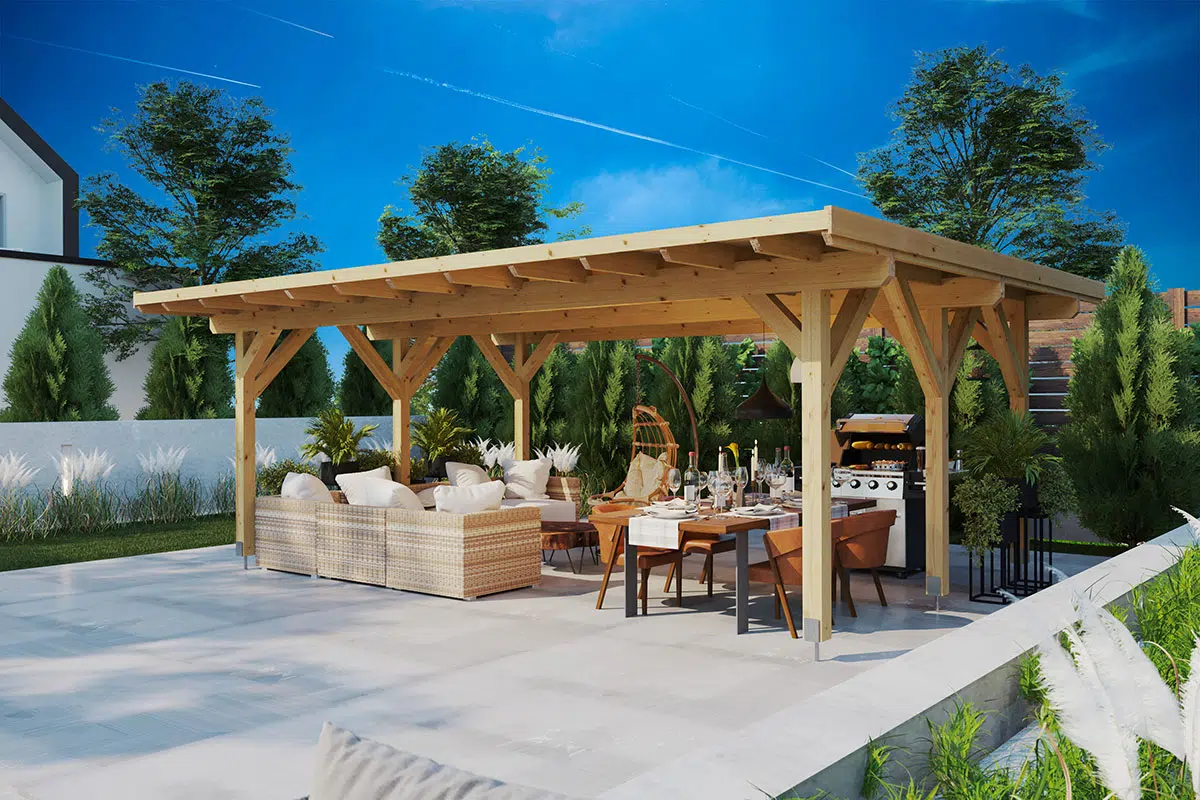 Large wooden garden gazebo