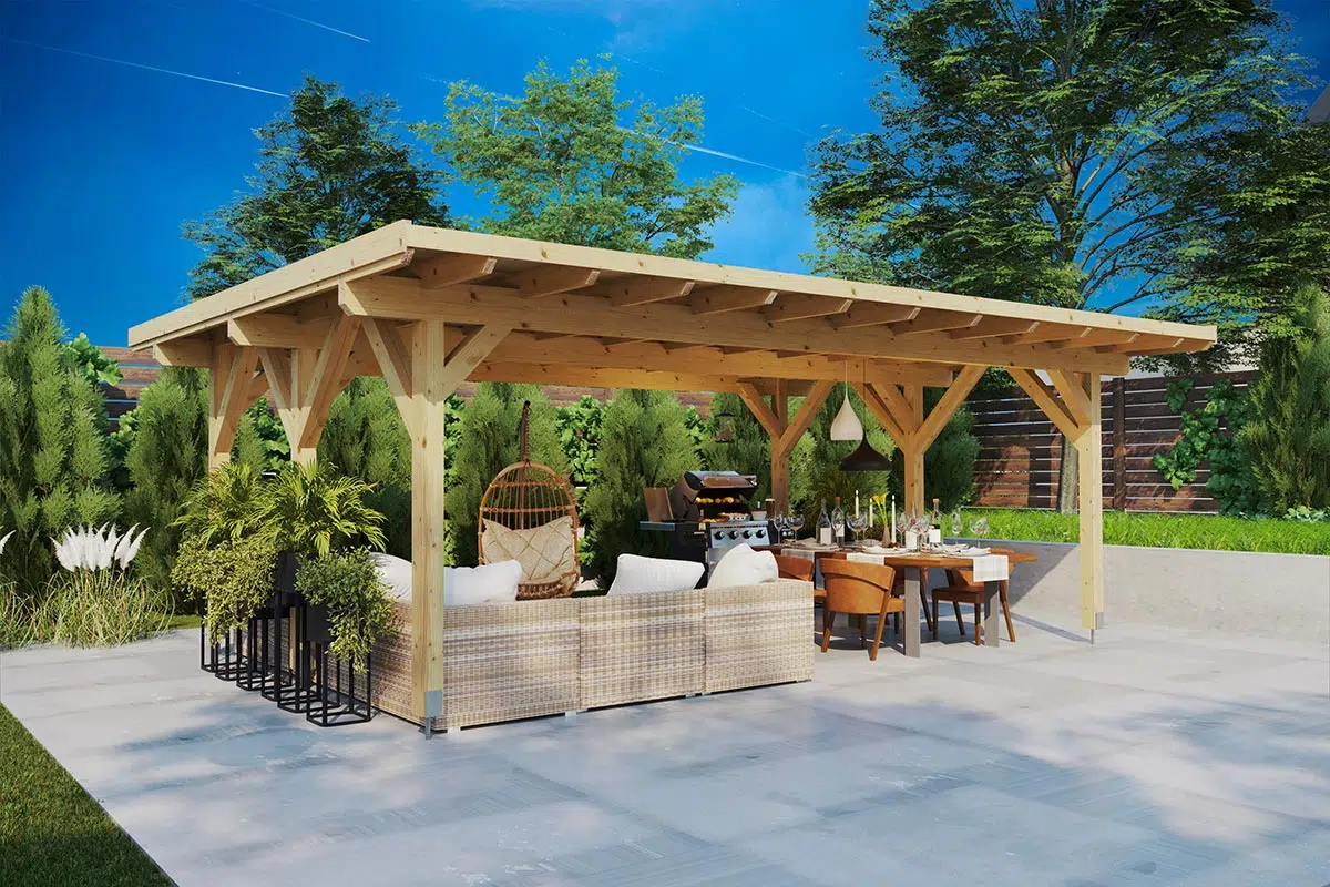 Large wooden garden gazebo