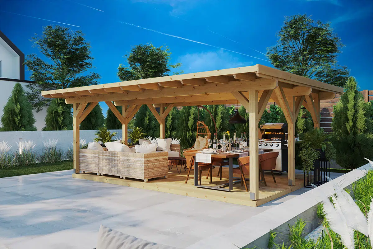 Large wooden garden gazebo