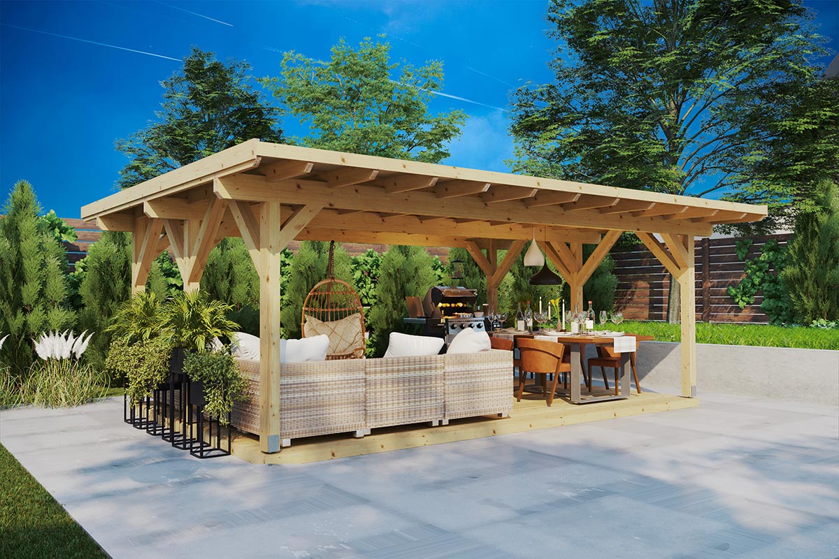 Large wooden garden gazebo