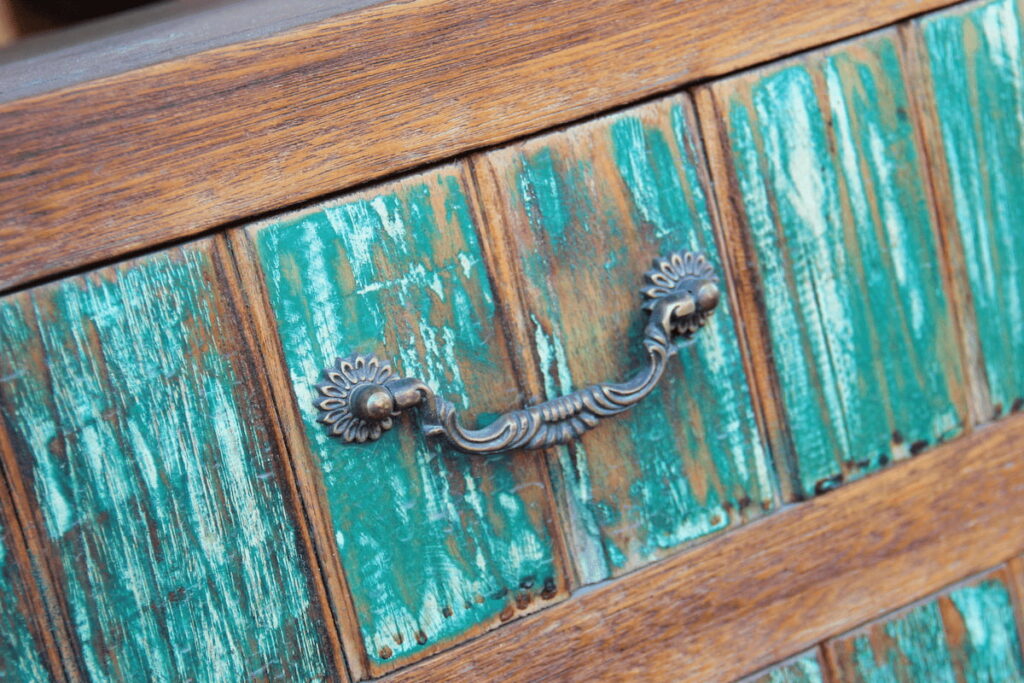 distressed furniture close up