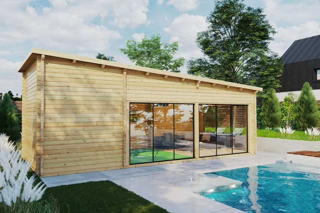 Large wooden golf sim cabin or garden gym