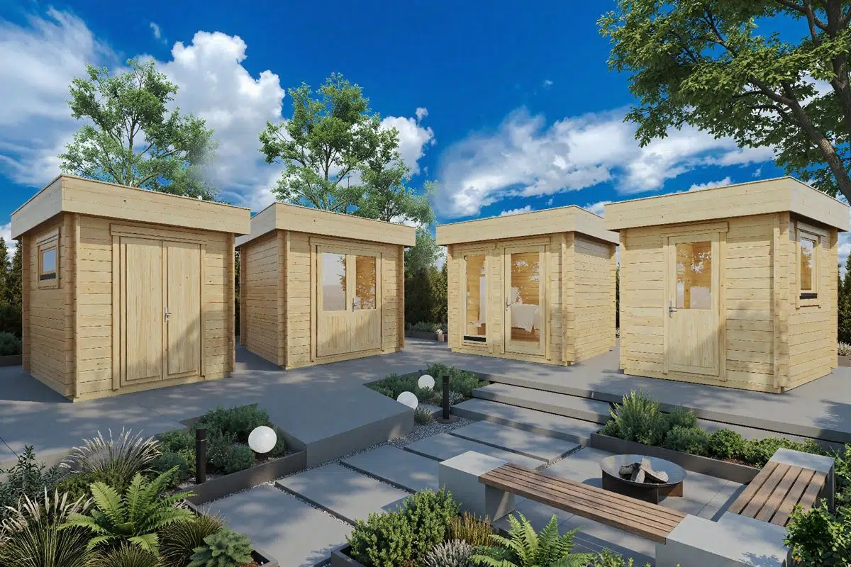 Small wooden flat roof garden rooms