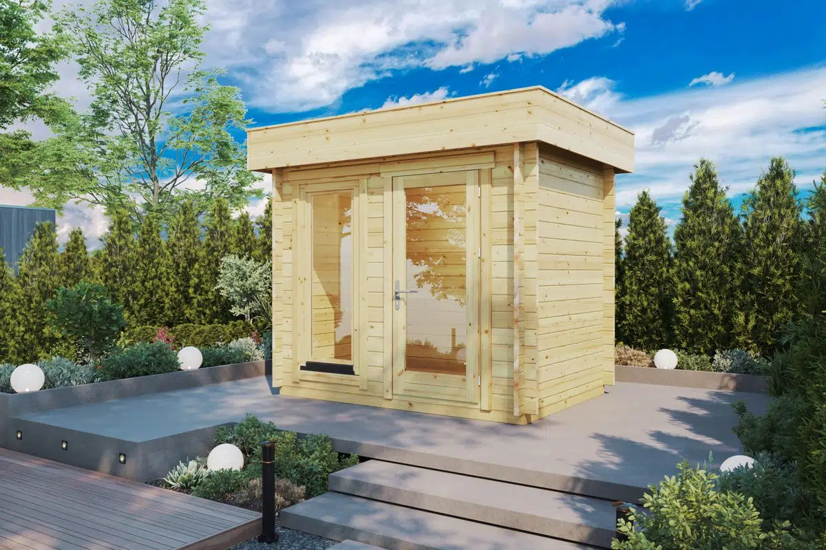Small wooden garden office pod - natural