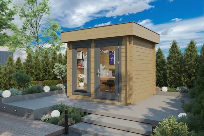 Small wooden garden office pod - painted
