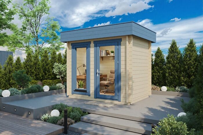 Small wooden garden office pod - painted
