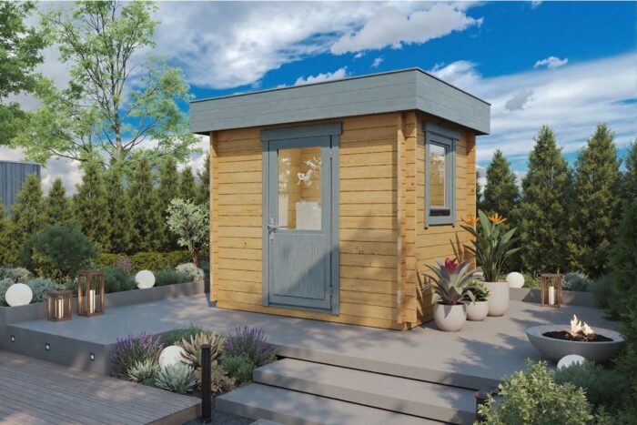Small flat roof wooden garden room - painted