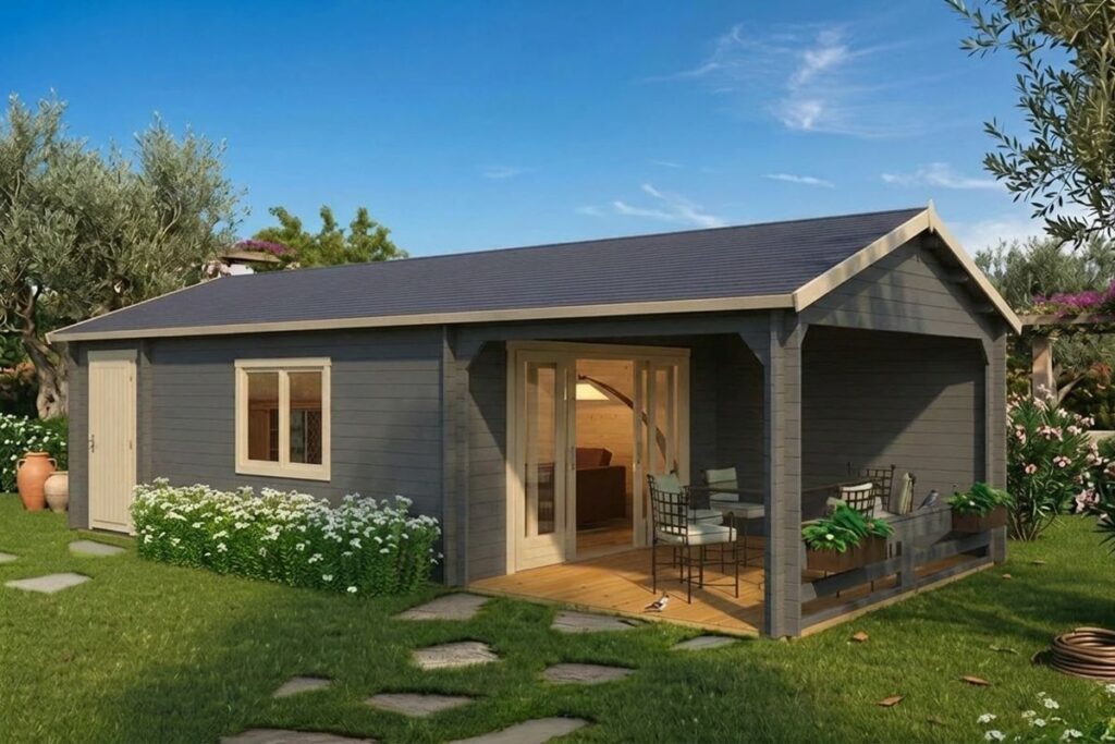Summer house with side shed and veranda