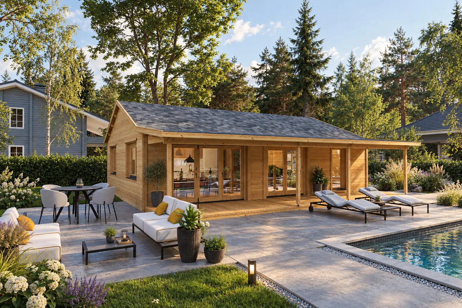 Insulated two bedroom log cabin “Almeria” 67m² | 10 x 7 m | 70mm — Summerhouse24